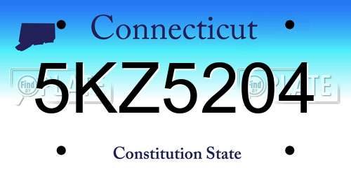 5KZ5204 Connecticut License Plate