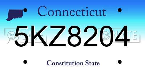 5KZ8204 Connecticut License Plate