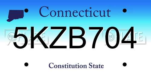 5KZB704 Connecticut License Plate