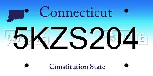 5KZS204 Connecticut License Plate