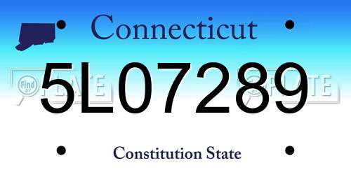 5L07289 Connecticut License Plate