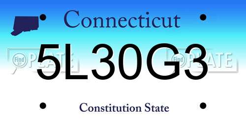 5L30G3 Connecticut License Plate