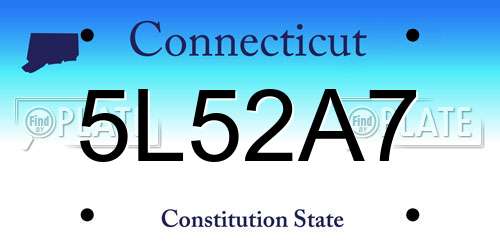5L52A7 Connecticut License Plate