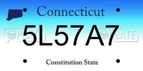 5L57A7 Connecticut License Plate