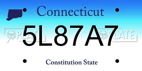 5L87A7 Connecticut License Plate