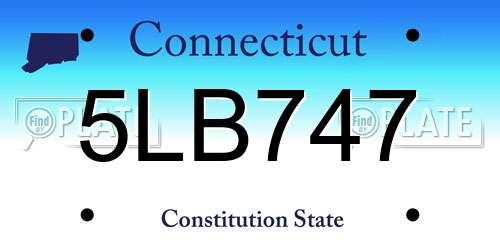5LB747 Connecticut License Plate