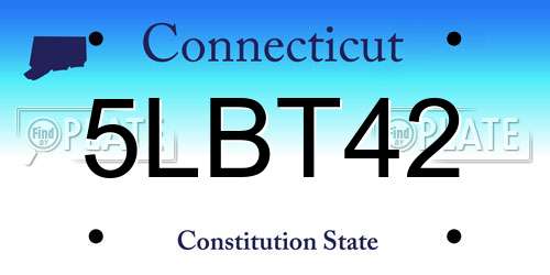 5LBT42 Connecticut License Plate