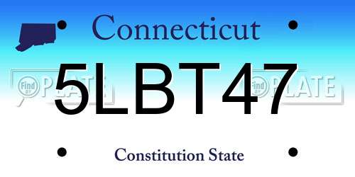 5LBT47 Connecticut License Plate