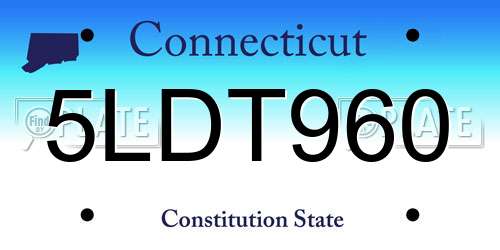 5LDT960 Connecticut License Plate