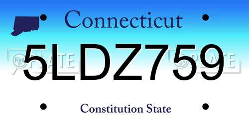 5LDZ759 Connecticut License Plate