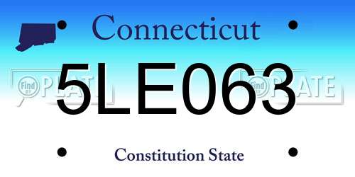 5LE063 Connecticut License Plate