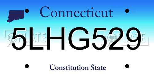 5LHG529 Connecticut License Plate