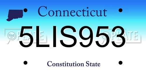 5LIS953 Connecticut License Plate