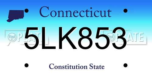 5LK853 Connecticut License Plate