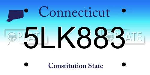 5LK883 Connecticut License Plate