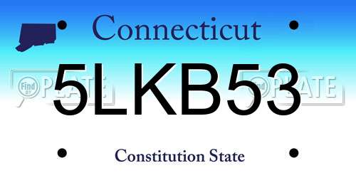 5LKB53 Connecticut License Plate