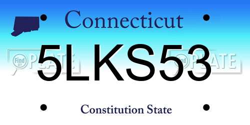 5LKS53 Connecticut License Plate