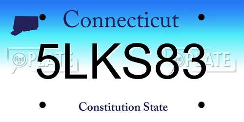 5LKS83 Connecticut License Plate