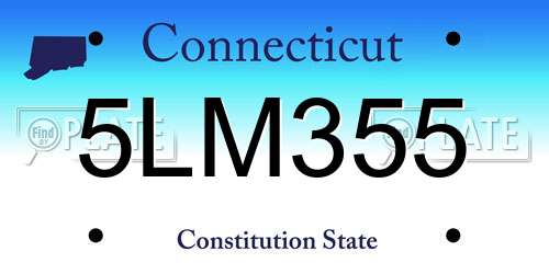 5LM355 Connecticut License Plate