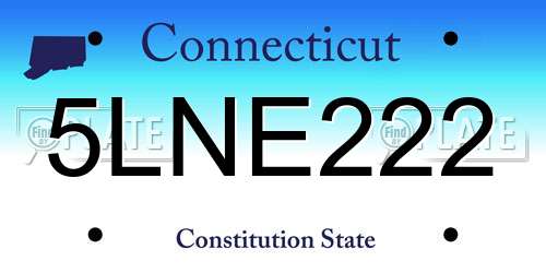 5LNE222 Connecticut License Plate