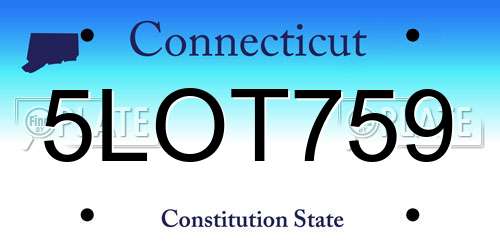 5LOT759 Connecticut License Plate