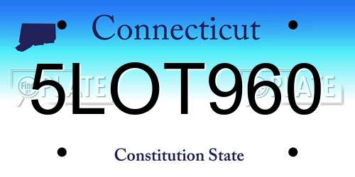 5LOT960 Connecticut License Plate