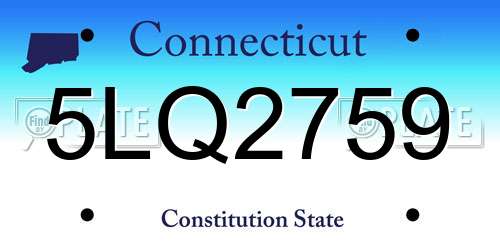 5LQ2759 Connecticut License Plate