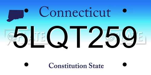 5LQT259 Connecticut License Plate