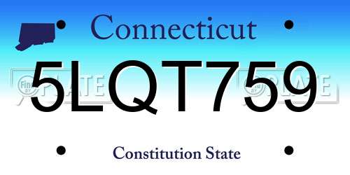 5LQT759 Connecticut License Plate