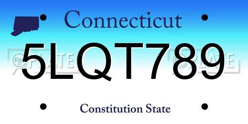 5LQT789 Connecticut License Plate