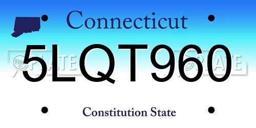 5LQT960 Connecticut License Plate