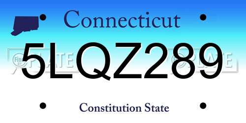 5LQZ289 Connecticut License Plate