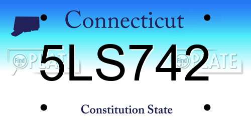 5LS742 Connecticut License Plate