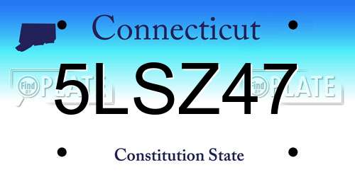 5LSZ47 Connecticut License Plate