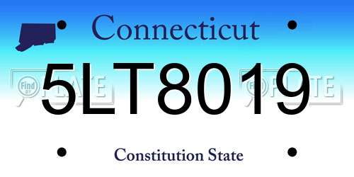 5LT8019 Connecticut License Plate