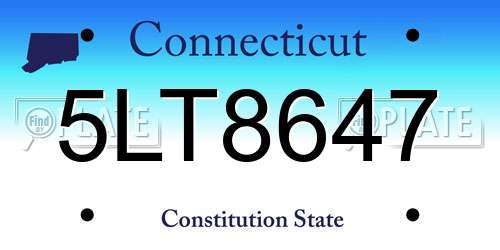 5LT8647 Connecticut License Plate