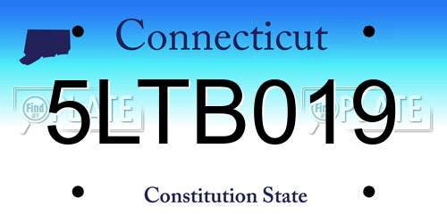 5LTB019 Connecticut License Plate