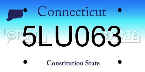 5LU063 Connecticut License Plate