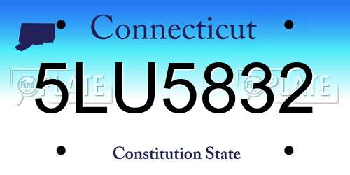 5LU5832 Connecticut License Plate