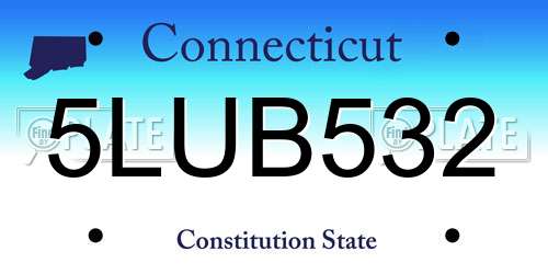 5LUB532 Connecticut License Plate
