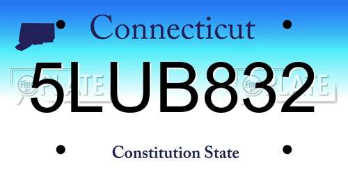5LUB832 Connecticut License Plate