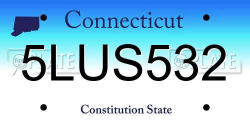 5LUS532 Connecticut License Plate