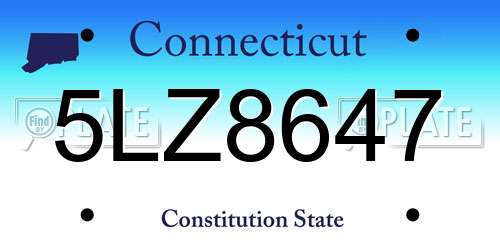 5LZ8647 Connecticut License Plate