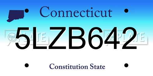 5LZB642 Connecticut License Plate