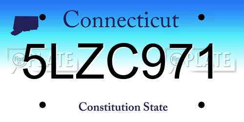 5LZC971 Connecticut License Plate