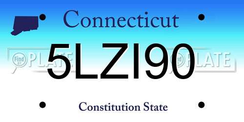 5LZI90 Connecticut License Plate