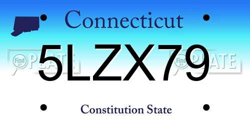 5LZX79 Connecticut License Plate