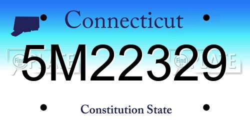 5M22329 Connecticut License Plate