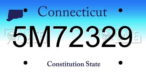 5M72329 Connecticut License Plate