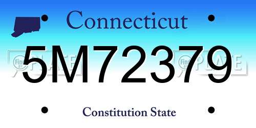 5M72379 Connecticut License Plate